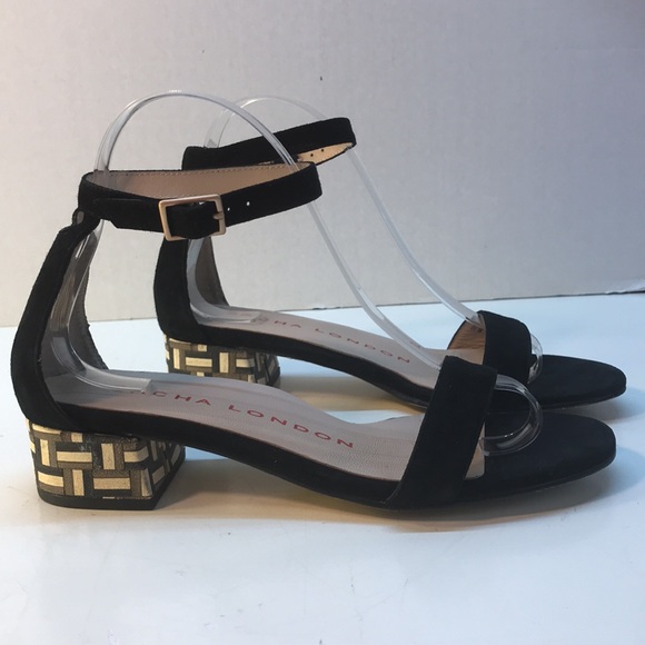 Sacha London Black Suede Sandals with Multi-color Heel Size 7 - Picture 3 of 12